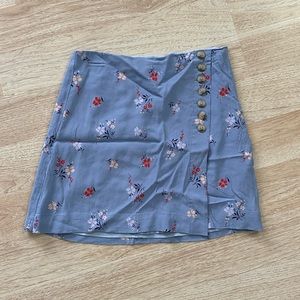 Madewell Purple Floral Mini Skirt with buttons